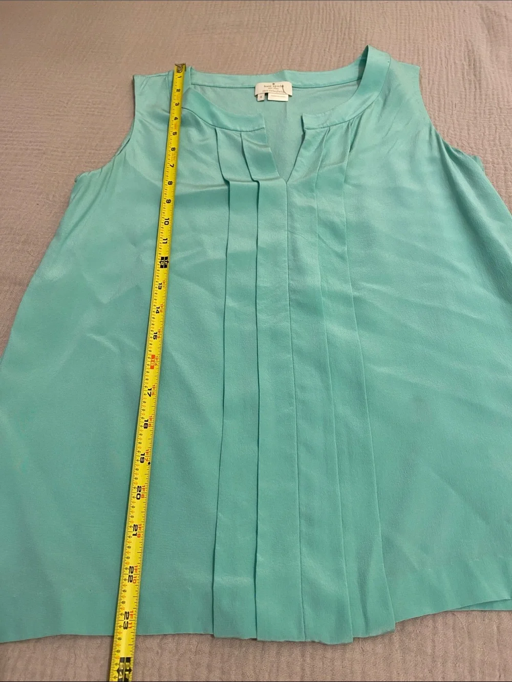 kate spade Silk Sleeveless Pleated Shell Top - Teal Green. Size 4
